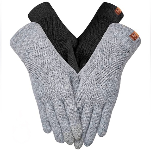 Reach Star Accessories - Reach Star Weave Design Thermal Knit Touch Screen  Set of 2 Gloves OSFA